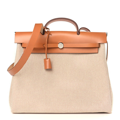 Hermes Vache Hunter Calfskin Criss Viking Herbag Zip Retourne 39 MM Ecru Beige Naturel 3 of 10