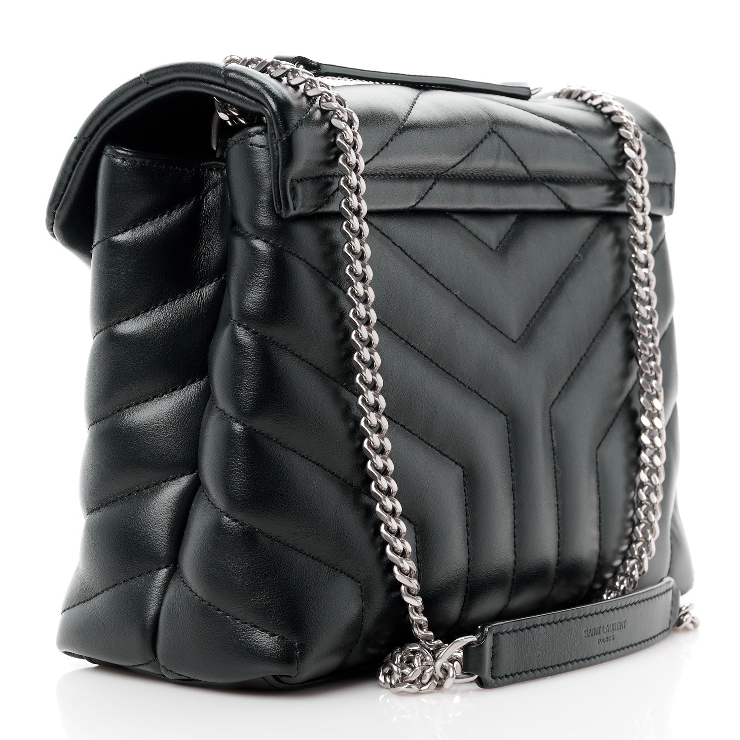 Saint Laurent Calfskin Y Quilted Monogram Small Loulou Chain Satchel Black 3 of 15