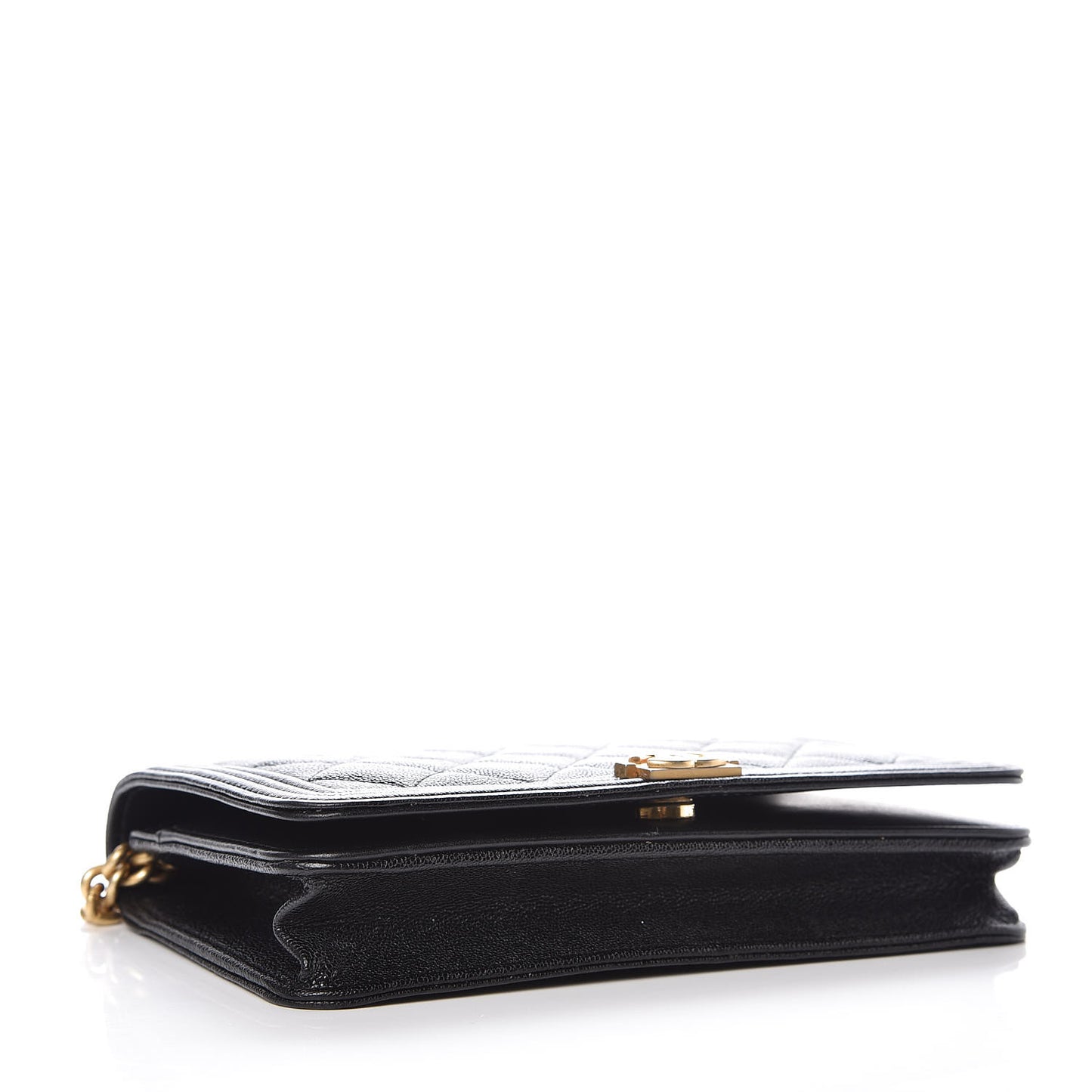Caviar Quilted Boy Wallet On Chain WOC Black