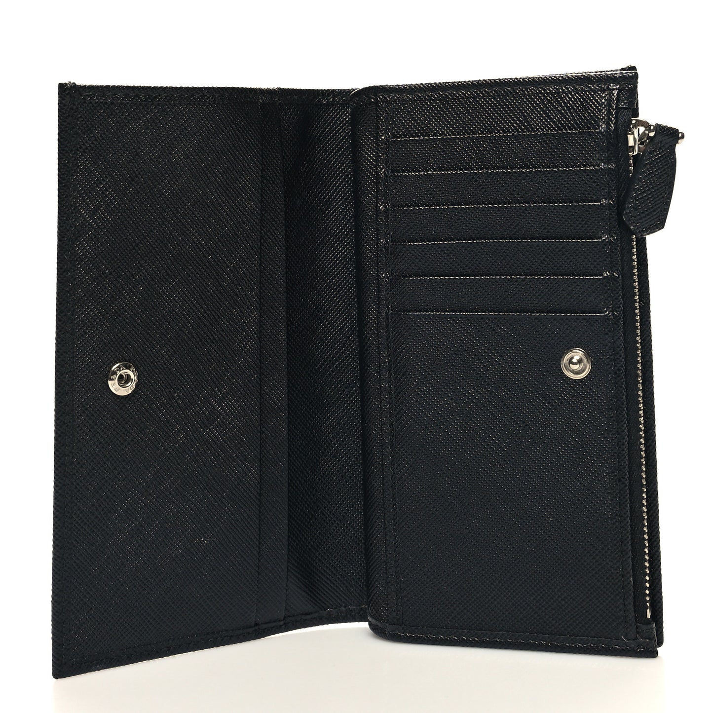 Saffiano Metal Large Zip Wallet Black