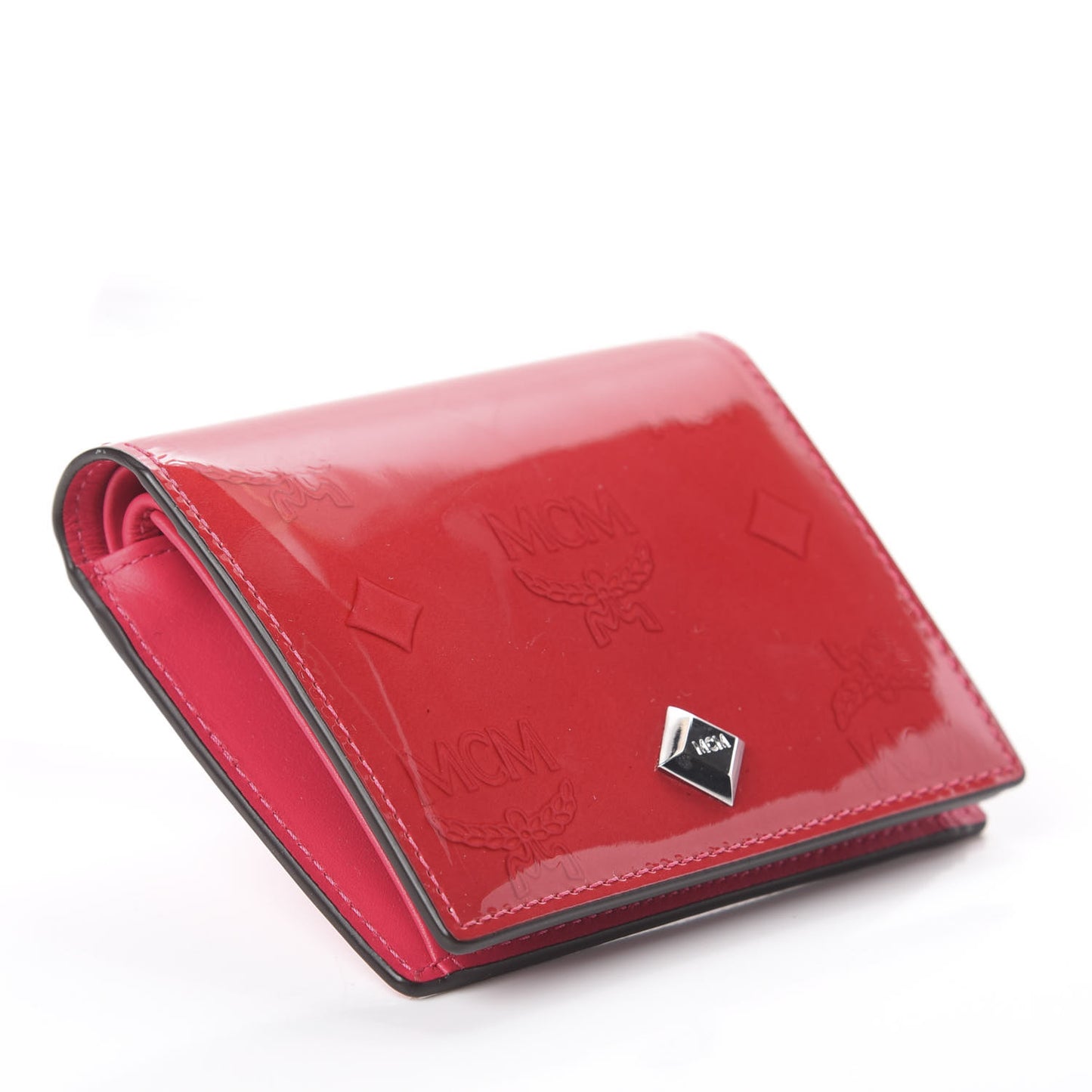 Patent Monogram Bifold Wallet Red