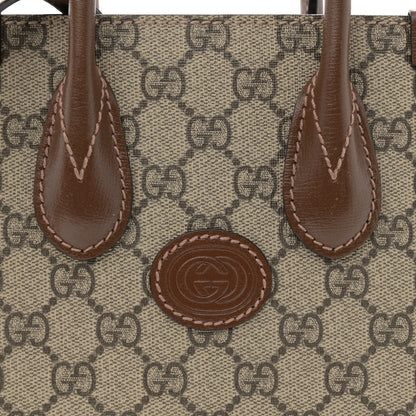 Gucci GG Supreme Monogram Azalea Calfskin Mini Retro Interlocking G Tote Bag Beige Ebony Brown Sugar 10 of 15