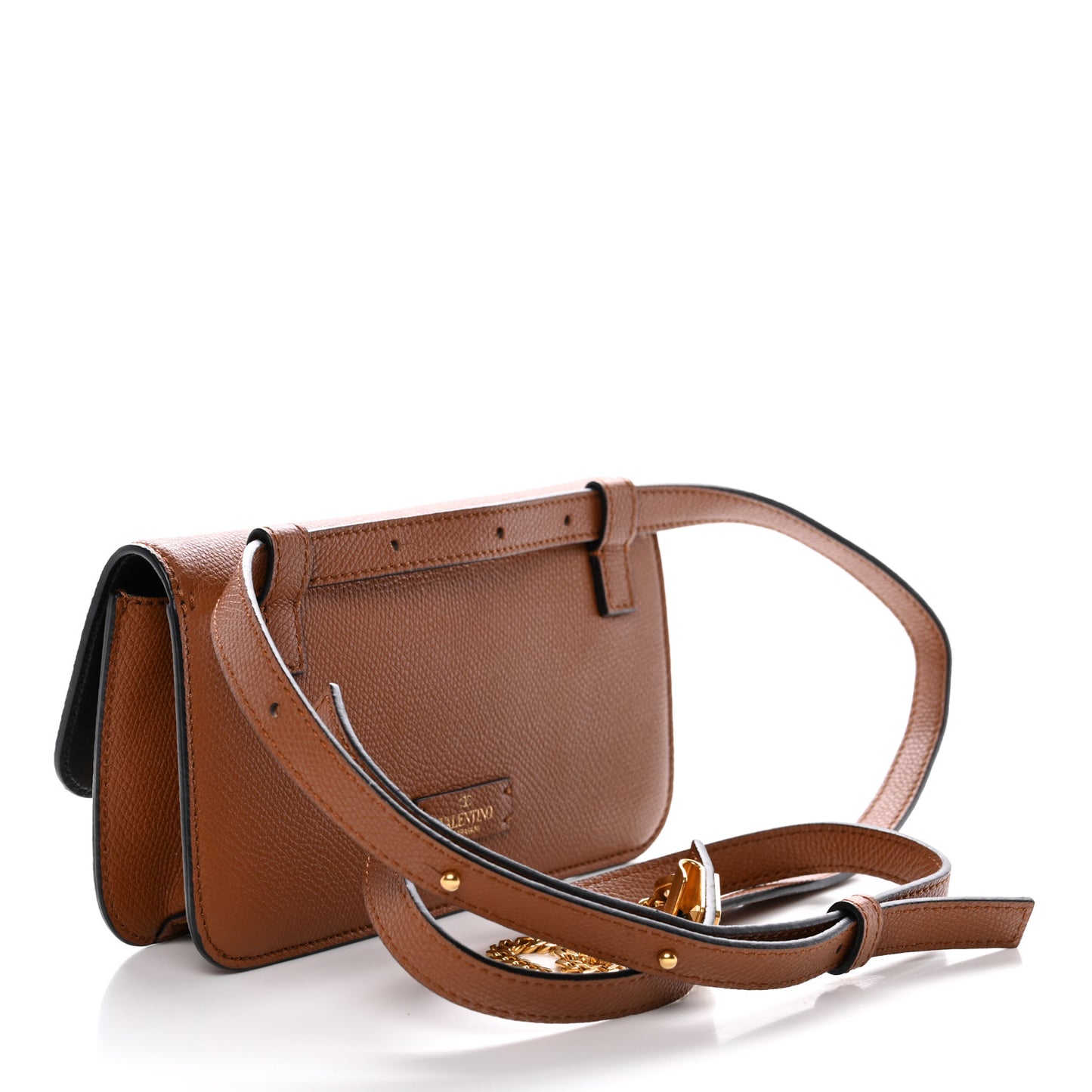 Grainy Calfskin VSling Belt Bag Saddle Brown