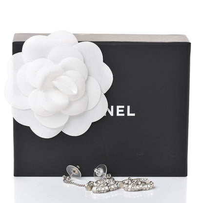 Chanel Baguette Crystal CC Drop Earrings Silver 4 of 4