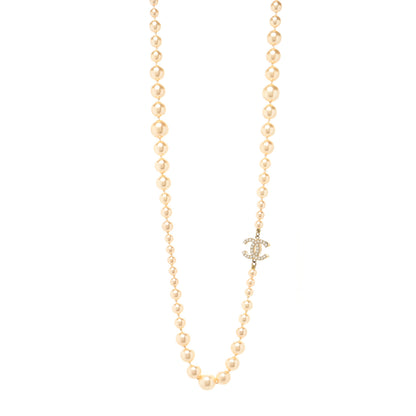 Chanel Graduated Pearl CC Long Necklace Light Gold 1 of 3