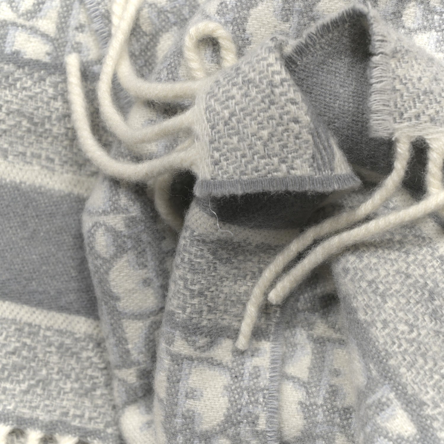 Christian Dior Cashmere Oblique Fringed Scarf Grey 1778249