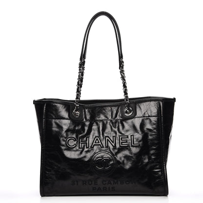 Chanel Glazed Calfskin Small Deauville Tote Black 1 of 7