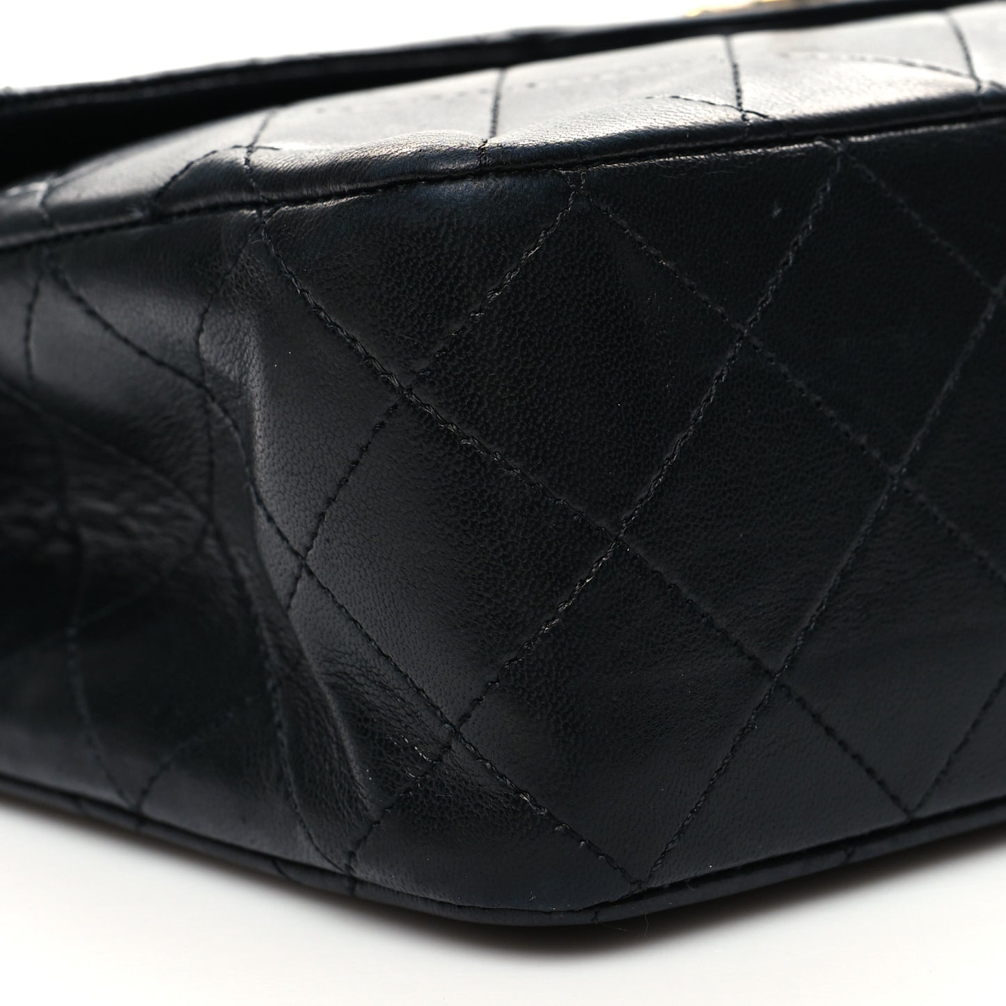 Lambskin Quilted Medium Double Flap Black