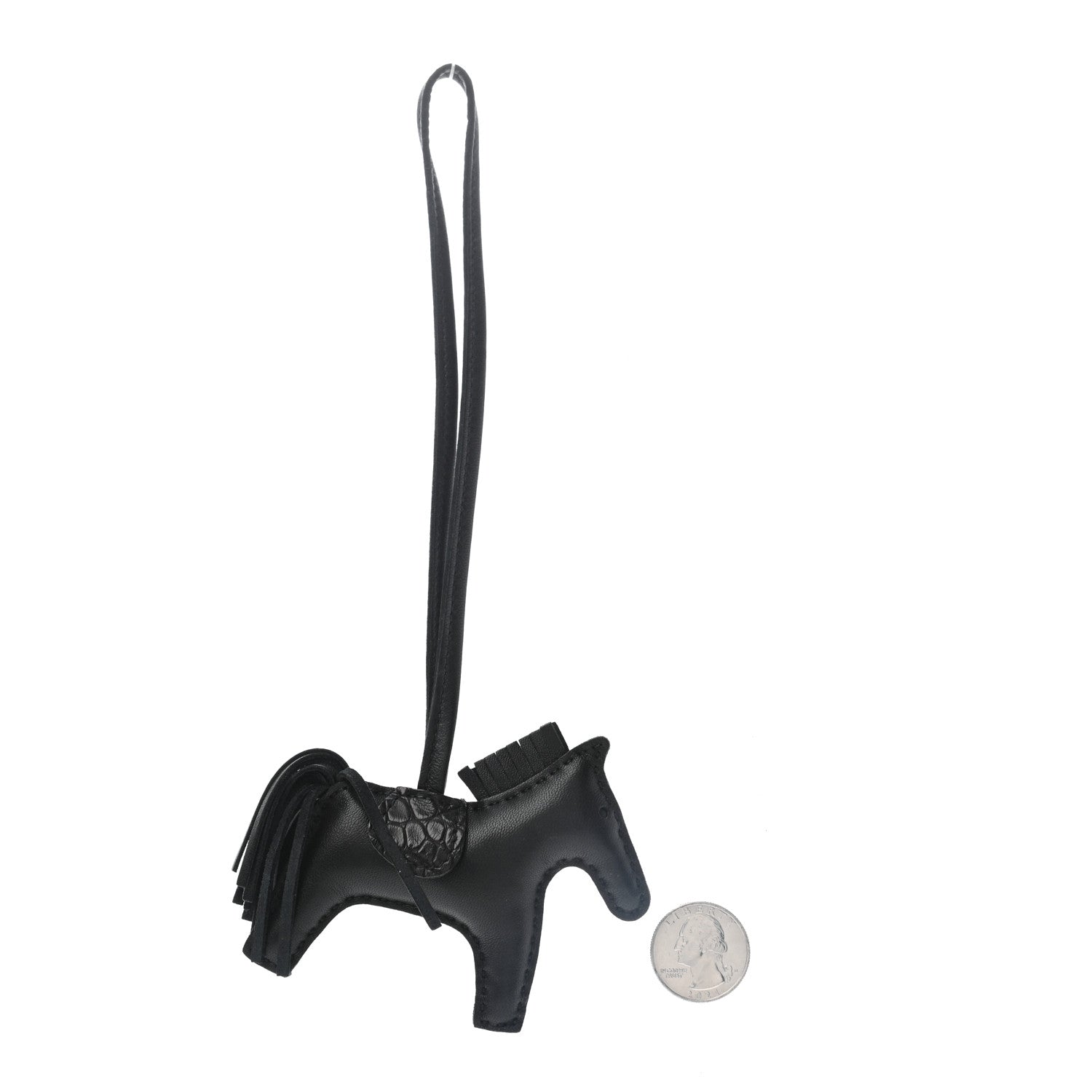 Hermes Milo Lambskin Matte Alligator Touch Grigri Rodeo Horse Bag Charm PM So Black 2 of 4