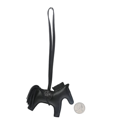 Hermes Milo Lambskin Matte Alligator Touch Grigri Rodeo Horse Bag Charm PM So Black 2 of 4