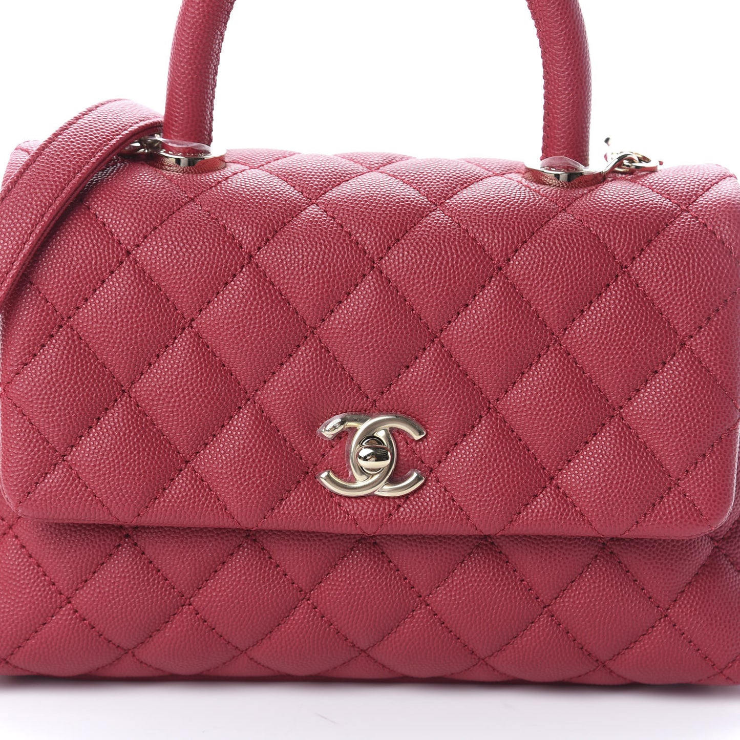 Caviar Quilted Mini Coco Handle Flap Dark Pink