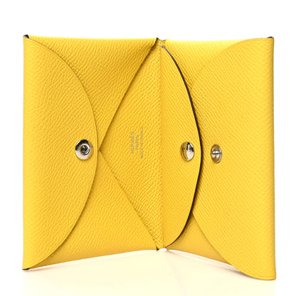 Hermes Epsom Calvi Duo Card Case Jaune De Naples 5 of 11