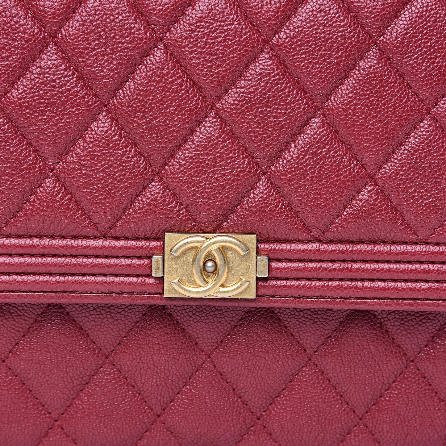 Caviar Quilted Boy Square Wallet on Chain WOC Burgundy