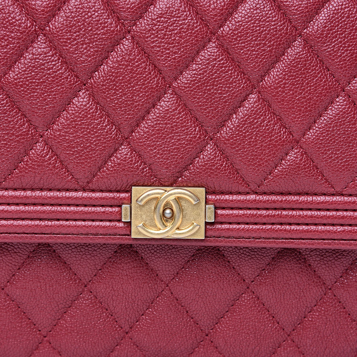 Chanel Caviar Quilted Boy Square Wallet on Chain WOC Burgundy 11 of 11