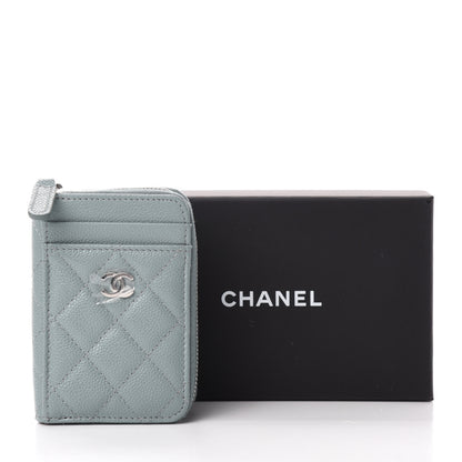 Chanel Caviar Quilted Zip Card Holder Light Blue 16 of 17
