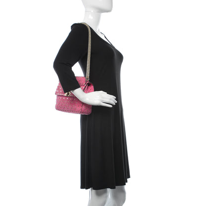 Valentino Garavani Suede Medium Rockstud Spike Shoulder Bag Bright Fuxia 2 of 12