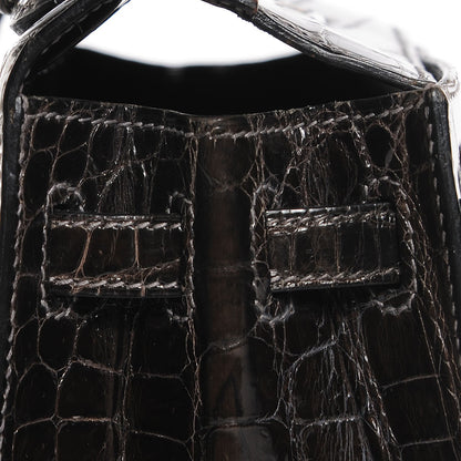 Hermes Shiny Niloticus Crocodile Kelly Sellier 25 Graphite 22 of 27