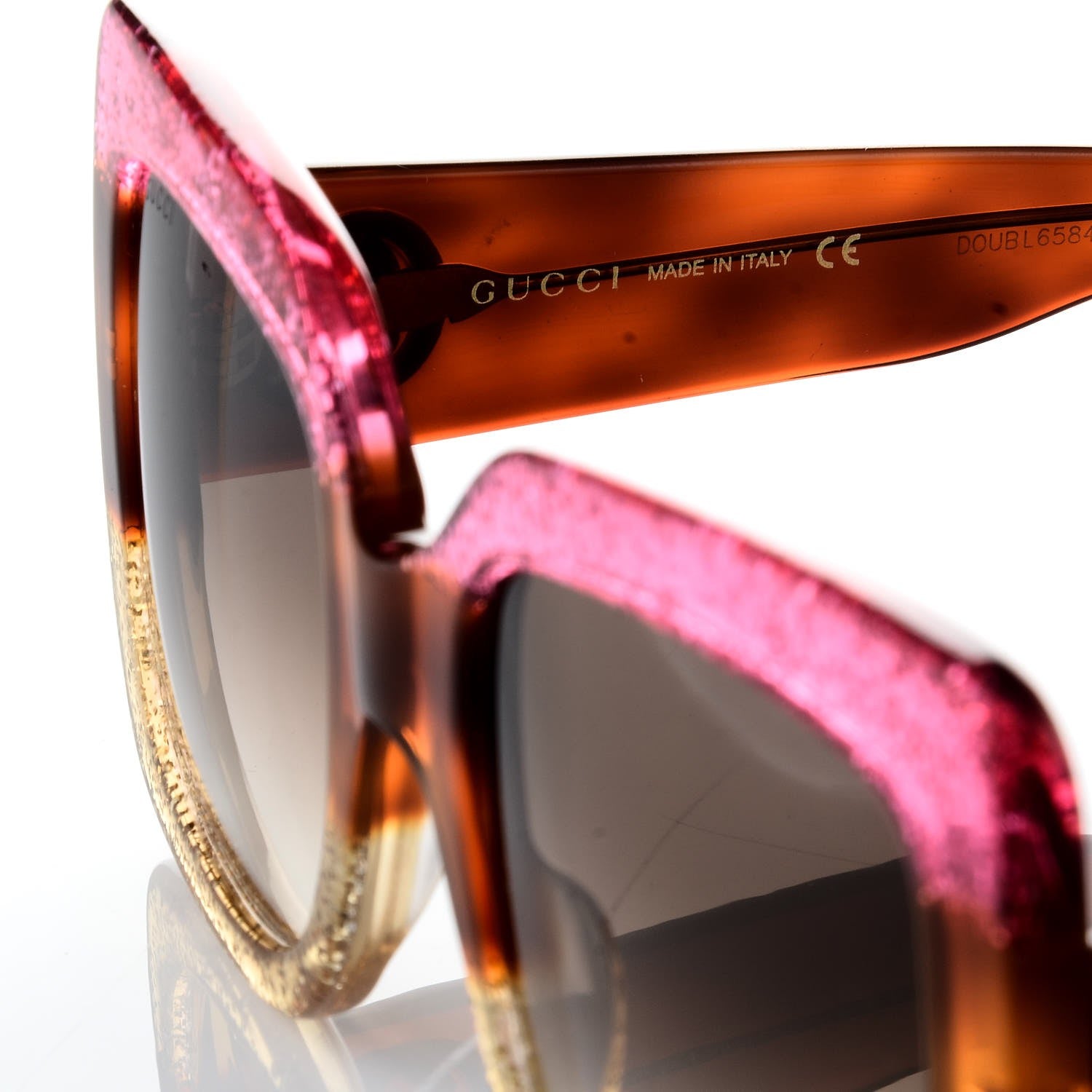 Gucci Square Frame GG0083S Sunglasses Glitter Pink Multi 6 of 7