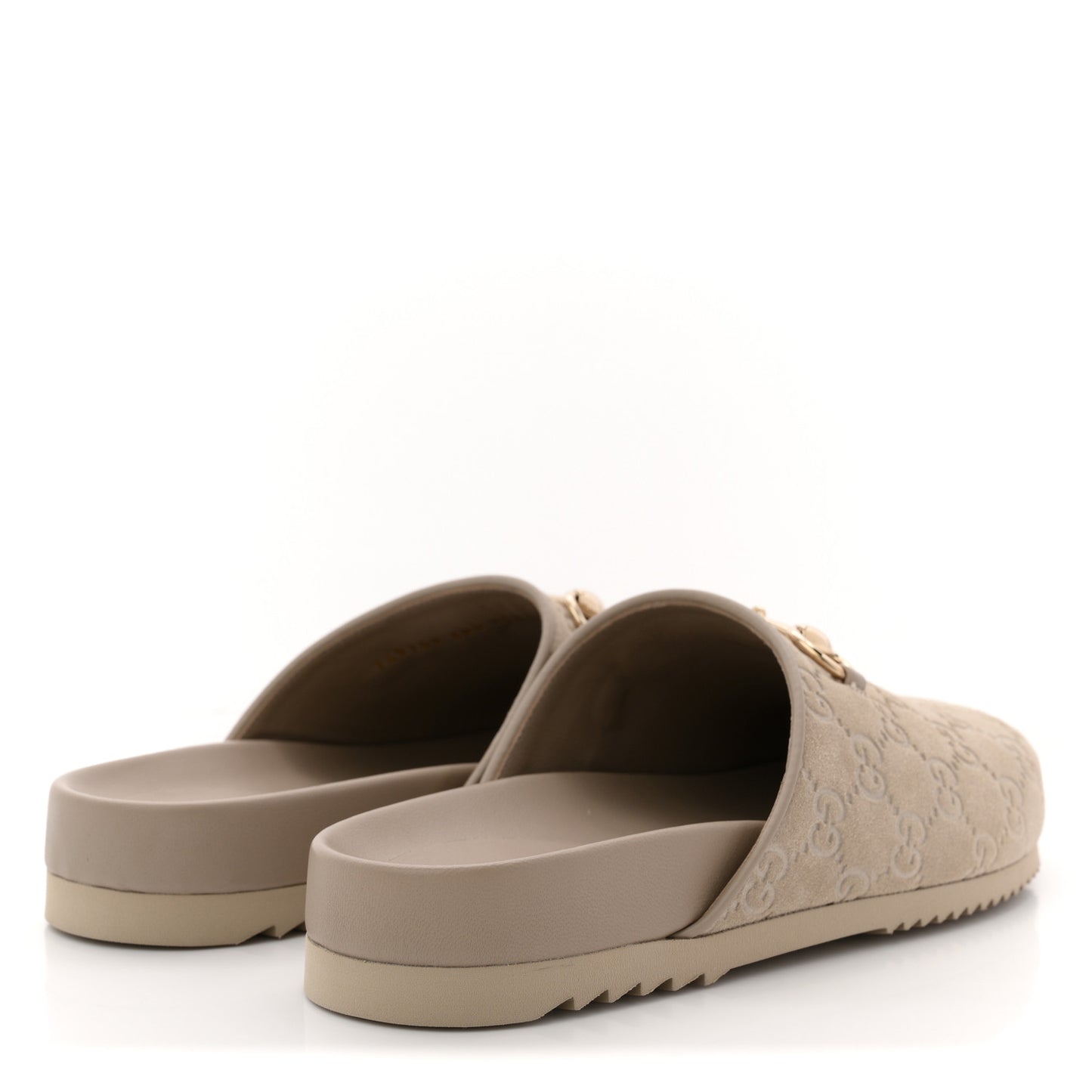 Suede GG Guccissima Womens Horsebit Mules 38.5 Beige