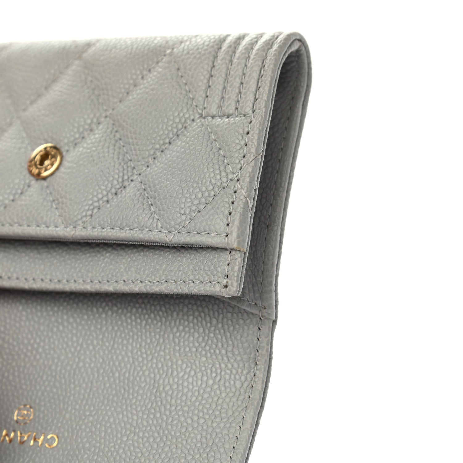 Chanel Caviar Quilted Boy Flap Card Holder Grey 9 of 9