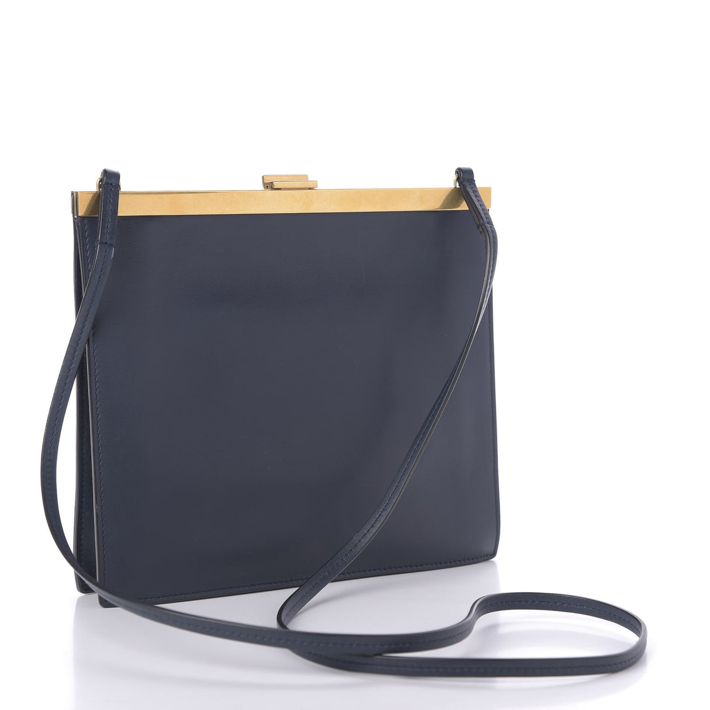 Smooth Calfskin Mini Clasp Bag Navy