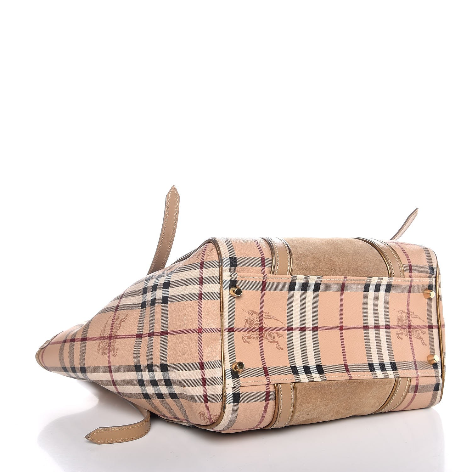 Burberry Suede Haymarket Check Colorblock Small Canterbury Tote Beige 4 of 9