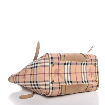 Burberry Suede Haymarket Check Colorblock Small Canterbury Tote Beige 4 of 9
