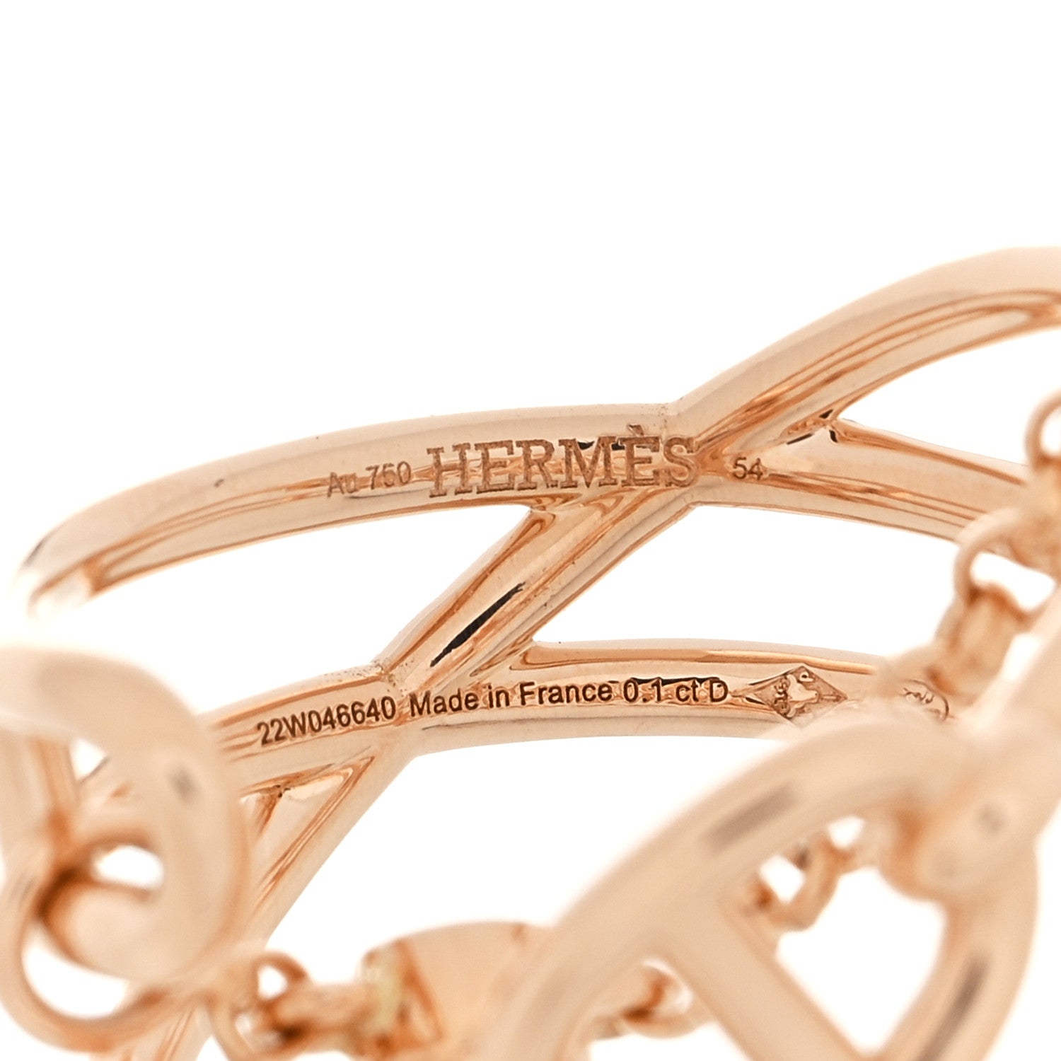 Hermes 18K Rose Gold Diamond MM Chaine d'Ancre Chaos Ring 54 6.75 4 of 4