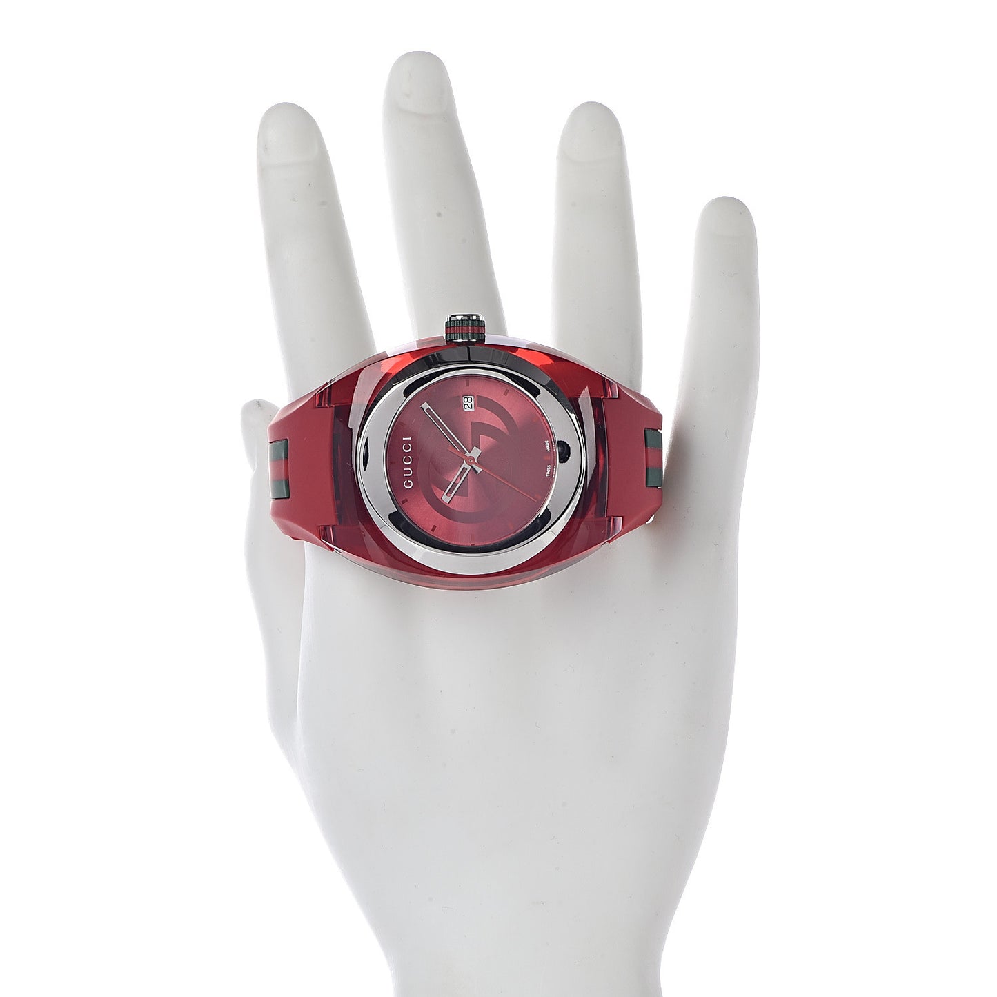 Stainless Steel Rubber 46mm Sync Web Quartz Watch Red