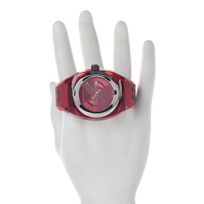 Gucci Stainless Steel Rubber 46mm Sync Web Quartz Watch Red 2 of 8