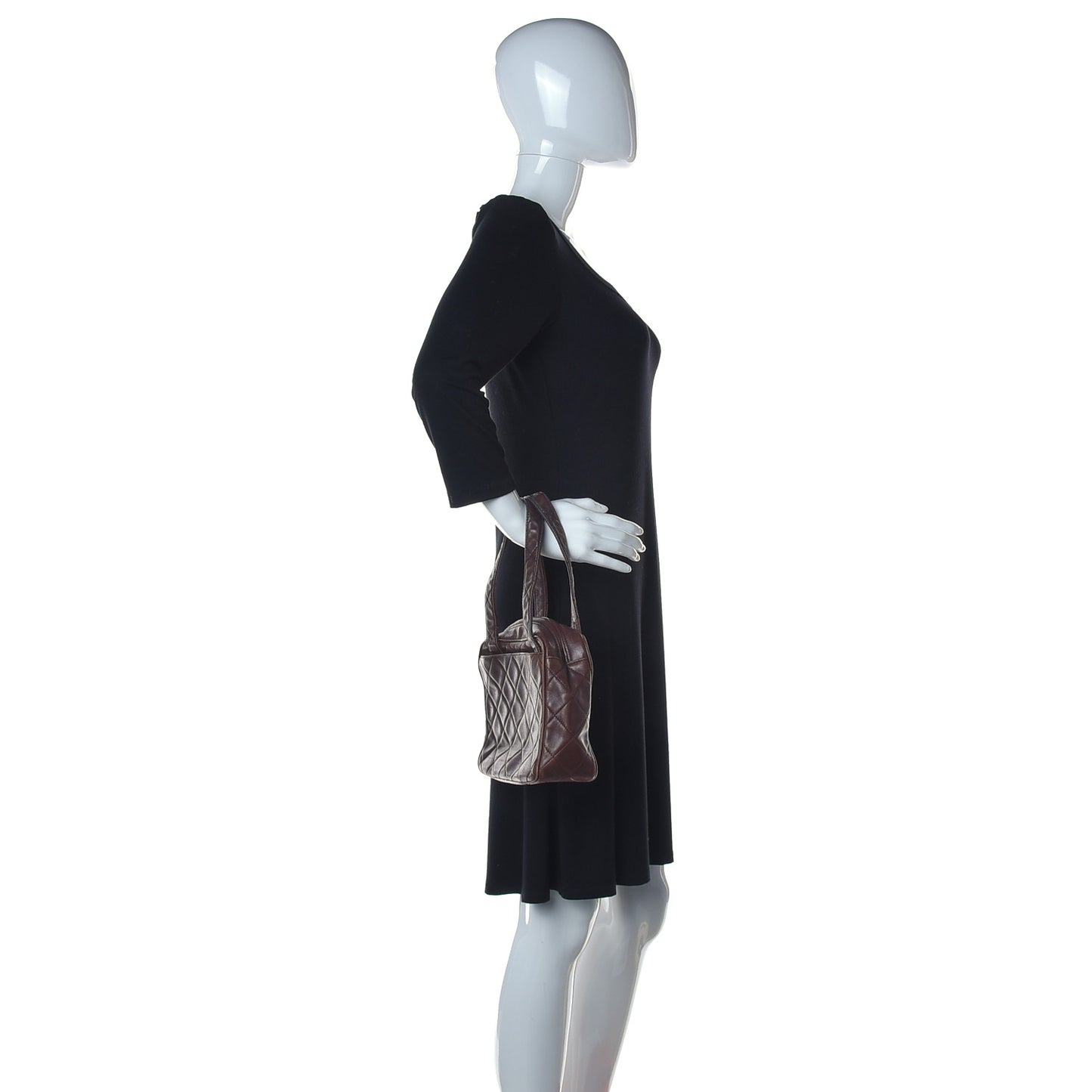 Lambskin Quilted Shoulder Bag Brown