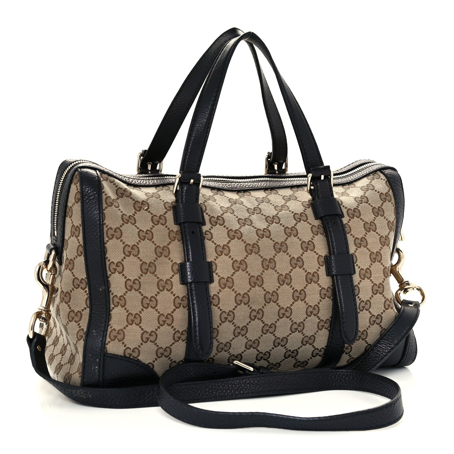 Gucci Monogram Cellarius Calfskin Large Boston Beige Ebony Black 3 of 13