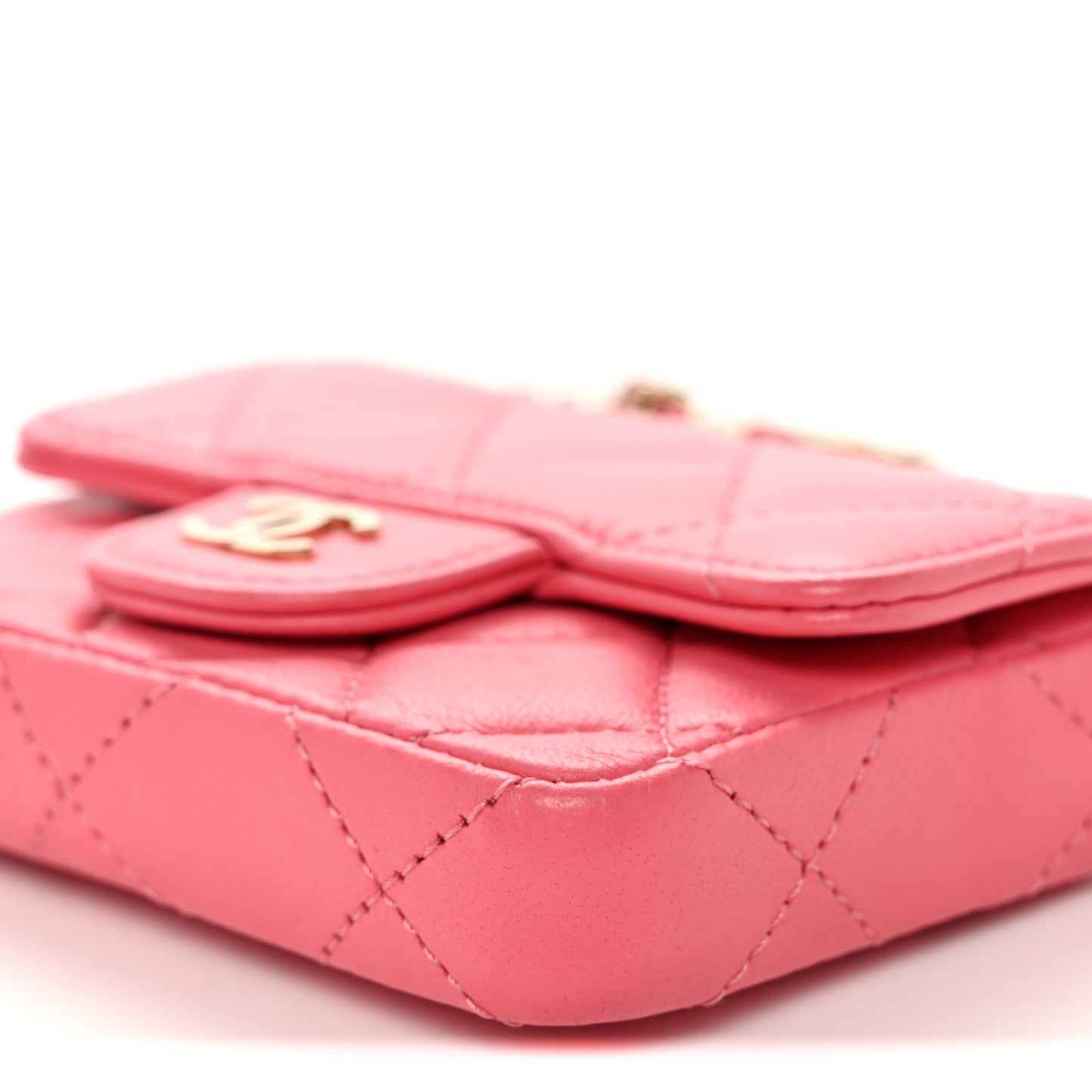 Lambskin Quilted Mini Chain Belt Bag Pink