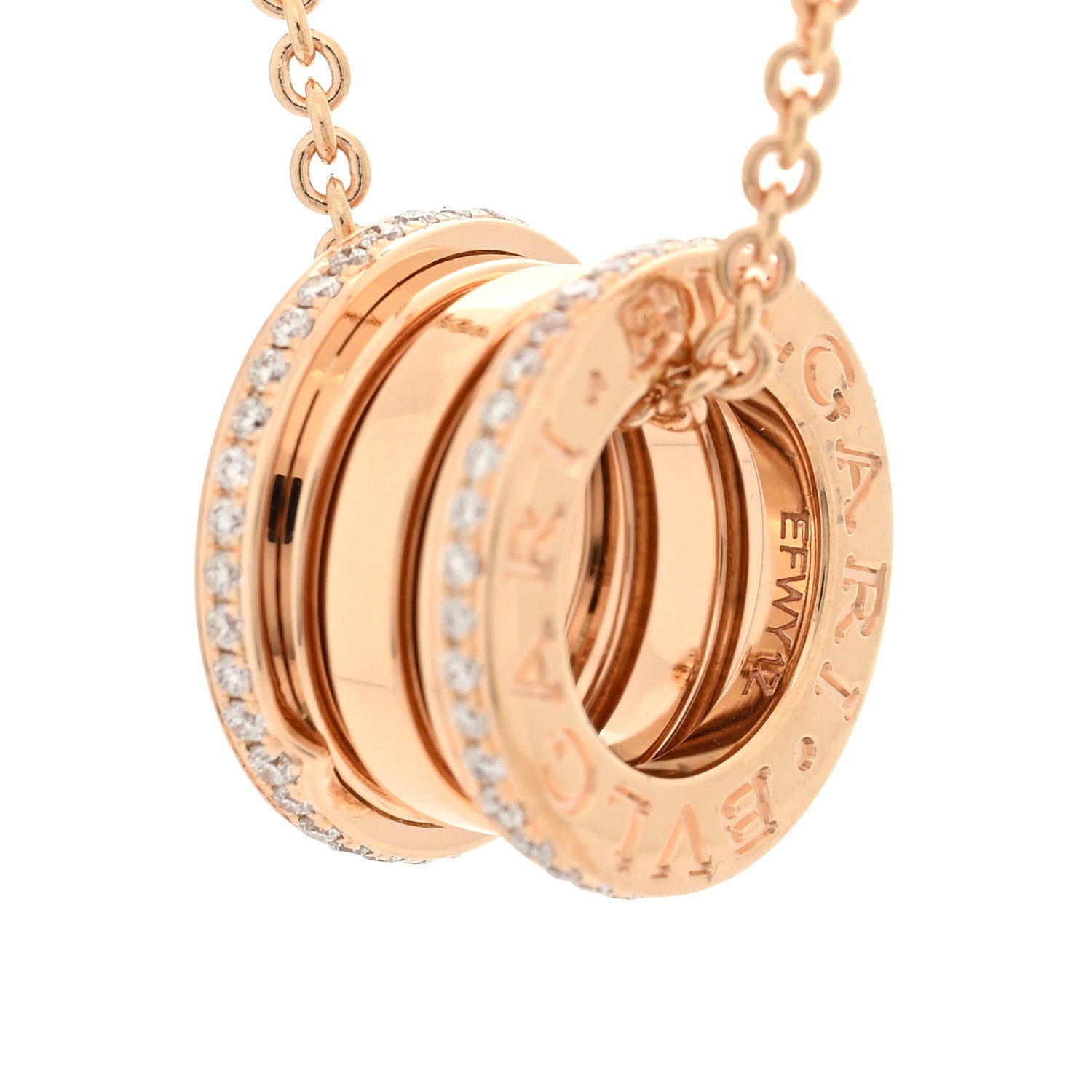 Bulgari 18K Rose Gold Diamond B.Zero1 Pendant Necklace 4 of 6