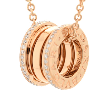 Bulgari 18K Rose Gold Diamond B.Zero1 Pendant Necklace 4 of 6