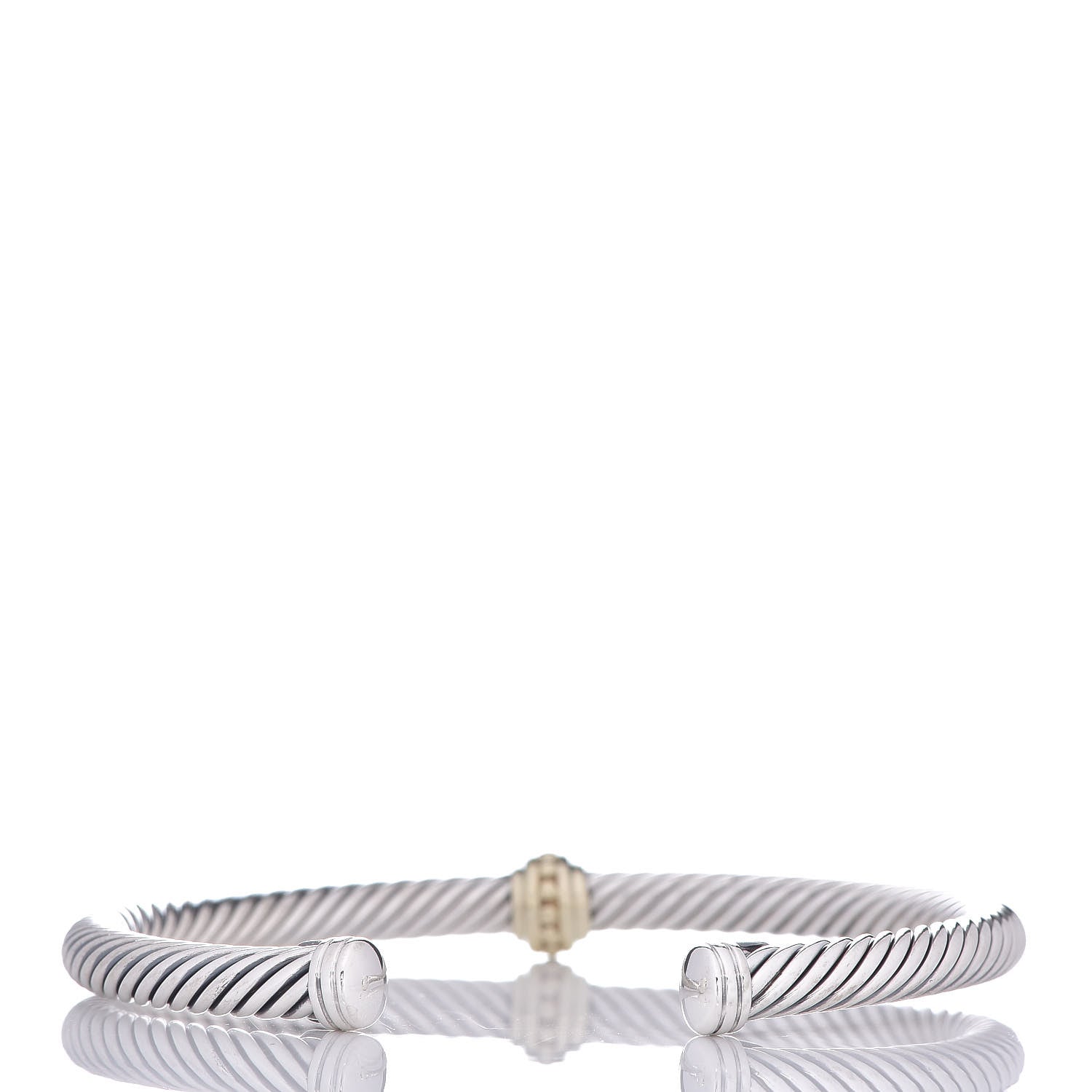David Yurman Sterling Silver 14K Yellow Gold 5mm Cable Classics Single Station Bracelet 3 of 5