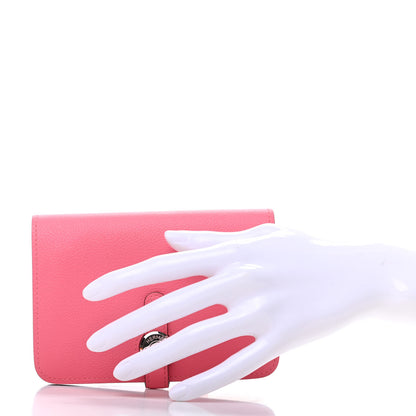 Hermes Evercolor Dogon Compact Wallet Rose Azalee 2 of 9