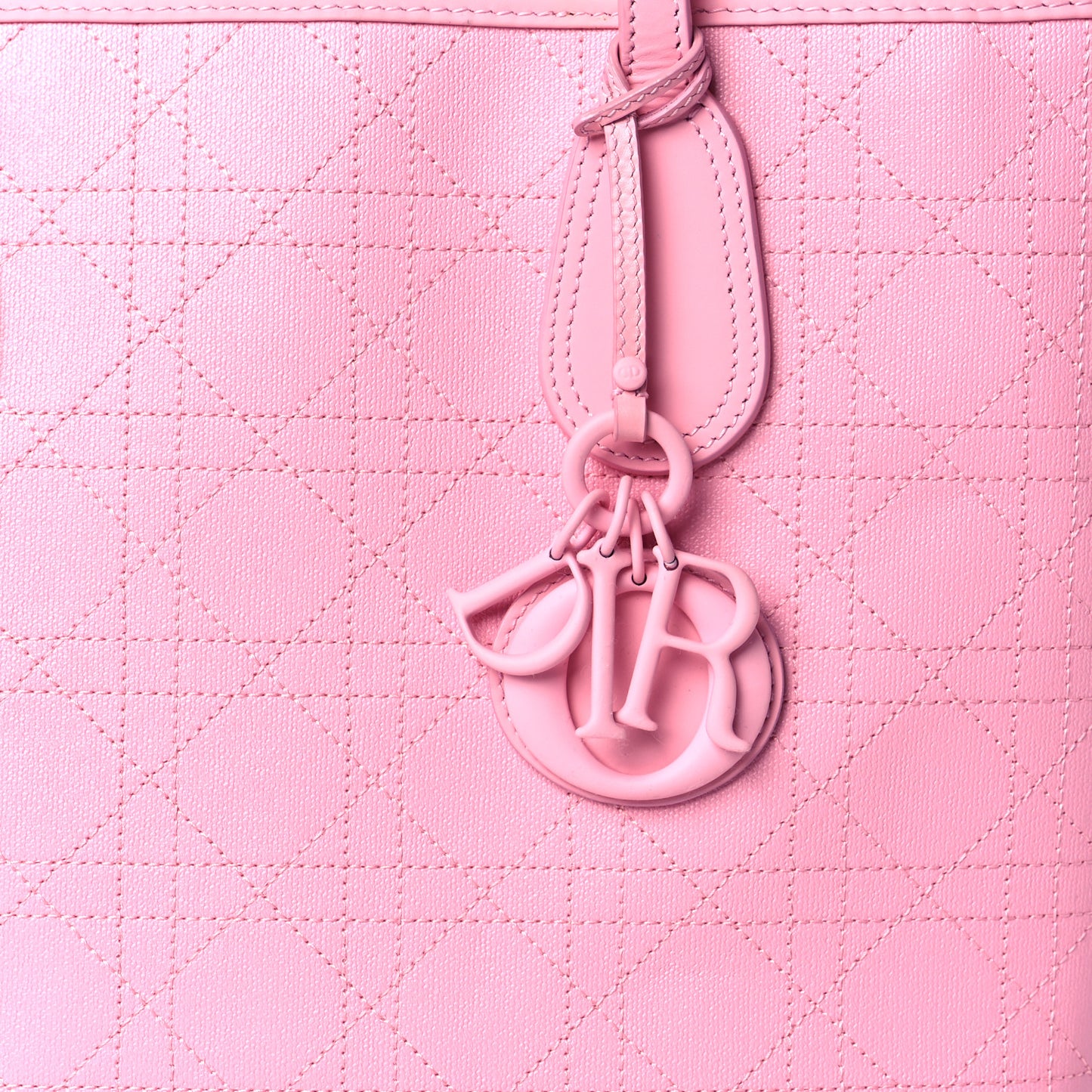 Coated Canvas Cannage Panarea Shopping Tote Pink