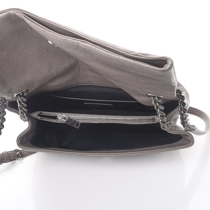 Saint Laurent Grained Calfskin Medium West Hollywood Monogram Fold-Over Grey 5 of 10