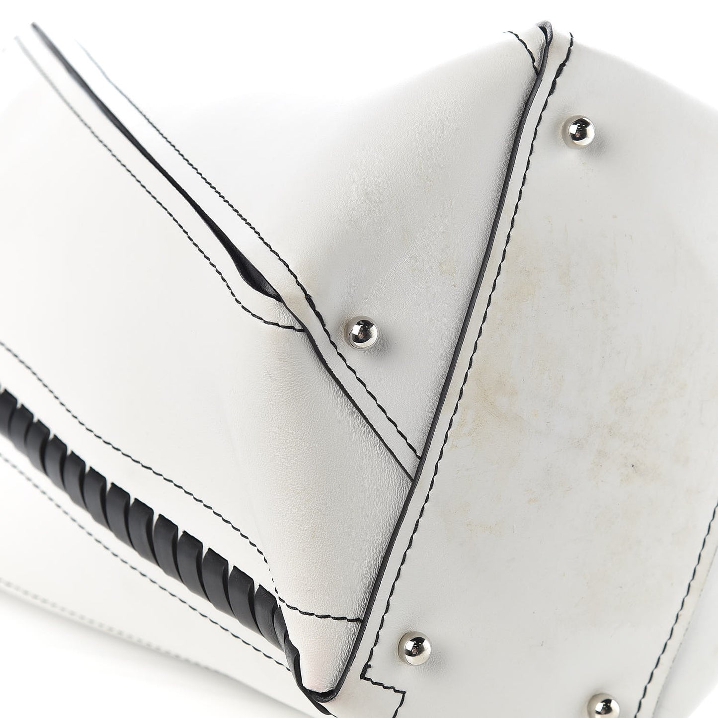 Smooth Calfskin Medium Hex Bucket Bag Black White