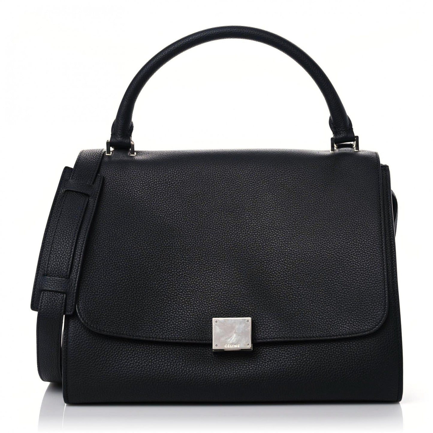 Drummed Calfskin Suede Medium Trapeze Black