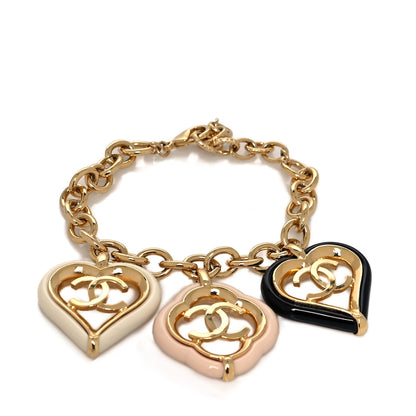 Chanel CC Charm Bracelet Gold Beige Navy 1 of 5