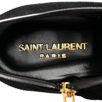 Saint Laurent Suede Calfskin Embellished Ankle Boots 39 Black 8 of 13