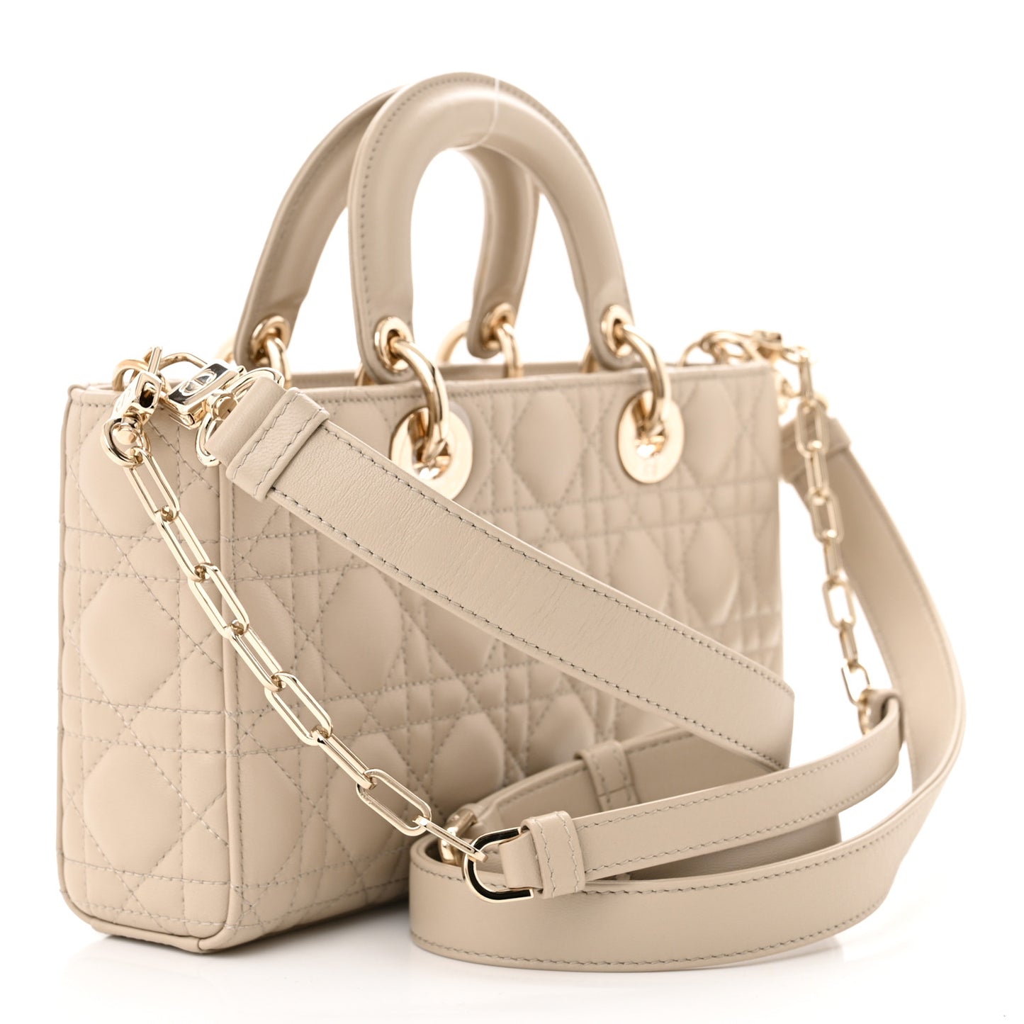 Lambskin Cannage Medium Lady D-Joy Sand