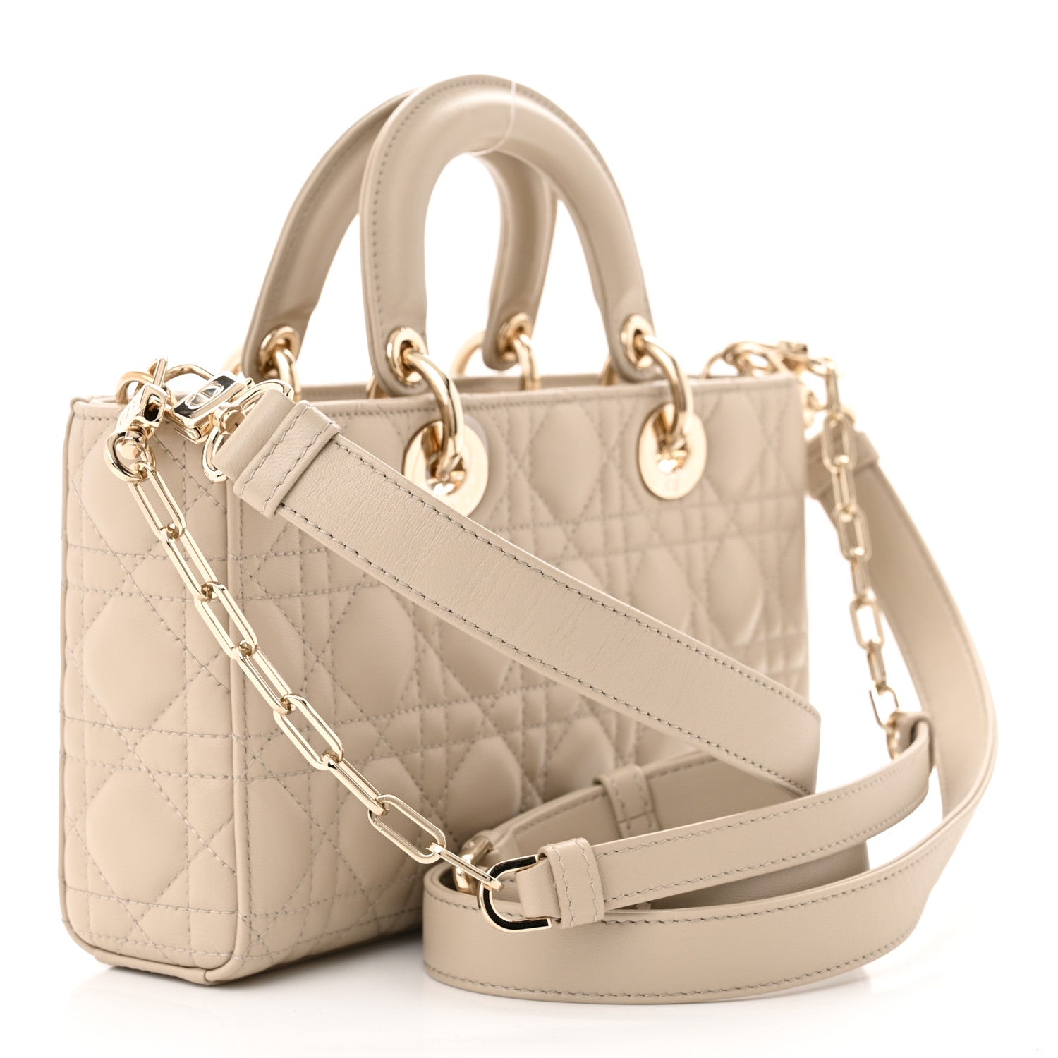 Christian Dior Lambskin Cannage Medium Lady D-Joy Sand 3 of 10