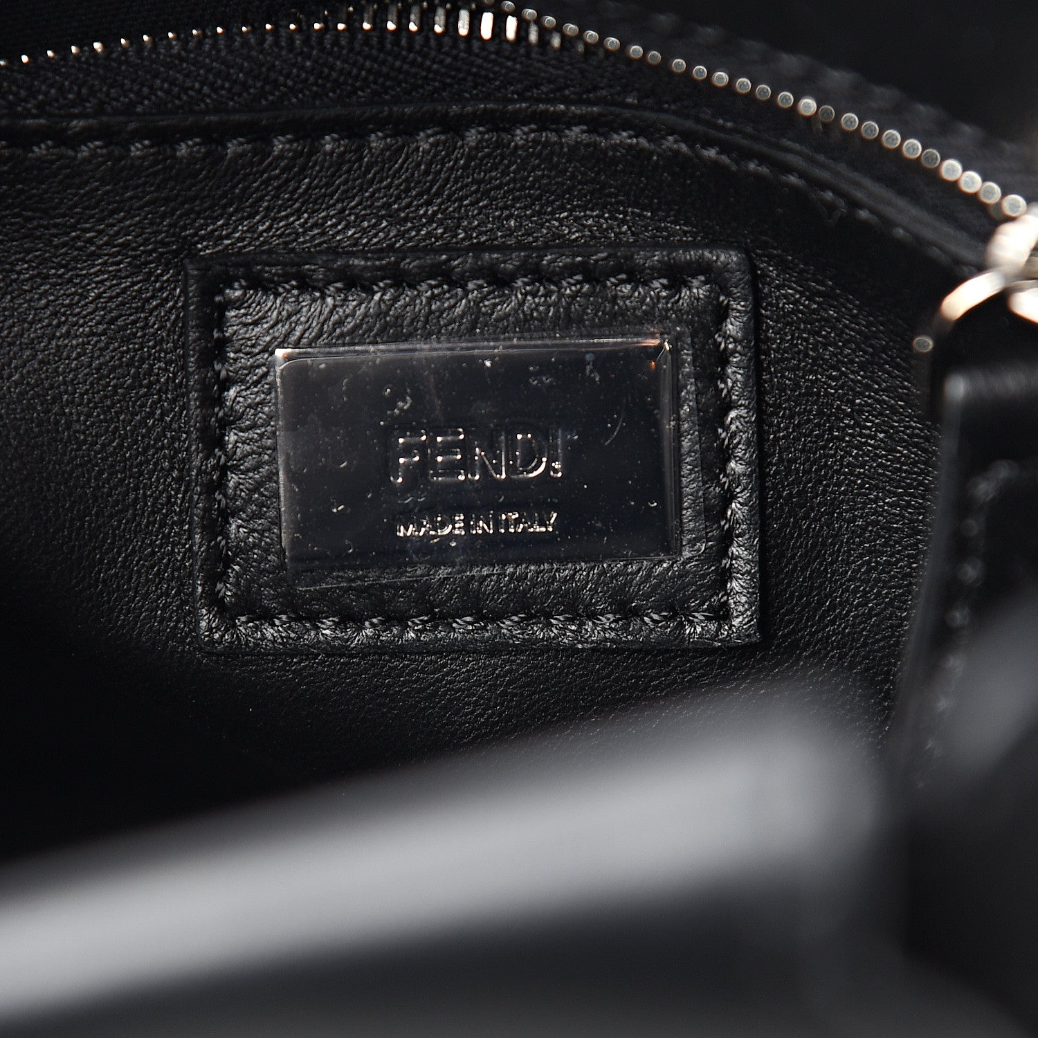 Fendi Vitello Seta Shiny Nappa Pearl Scallopped Studded Mini Peekaboo Iconic Satchel Black 6 of 9