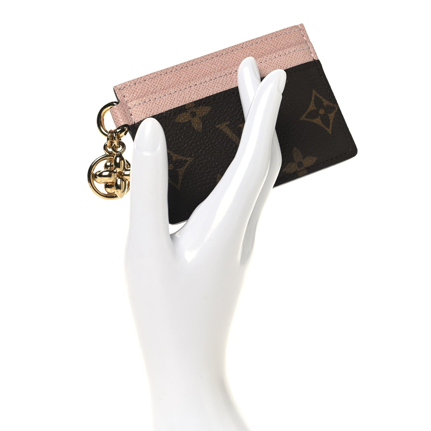 Monogram LV Charms Card Holder Rose Ballerine