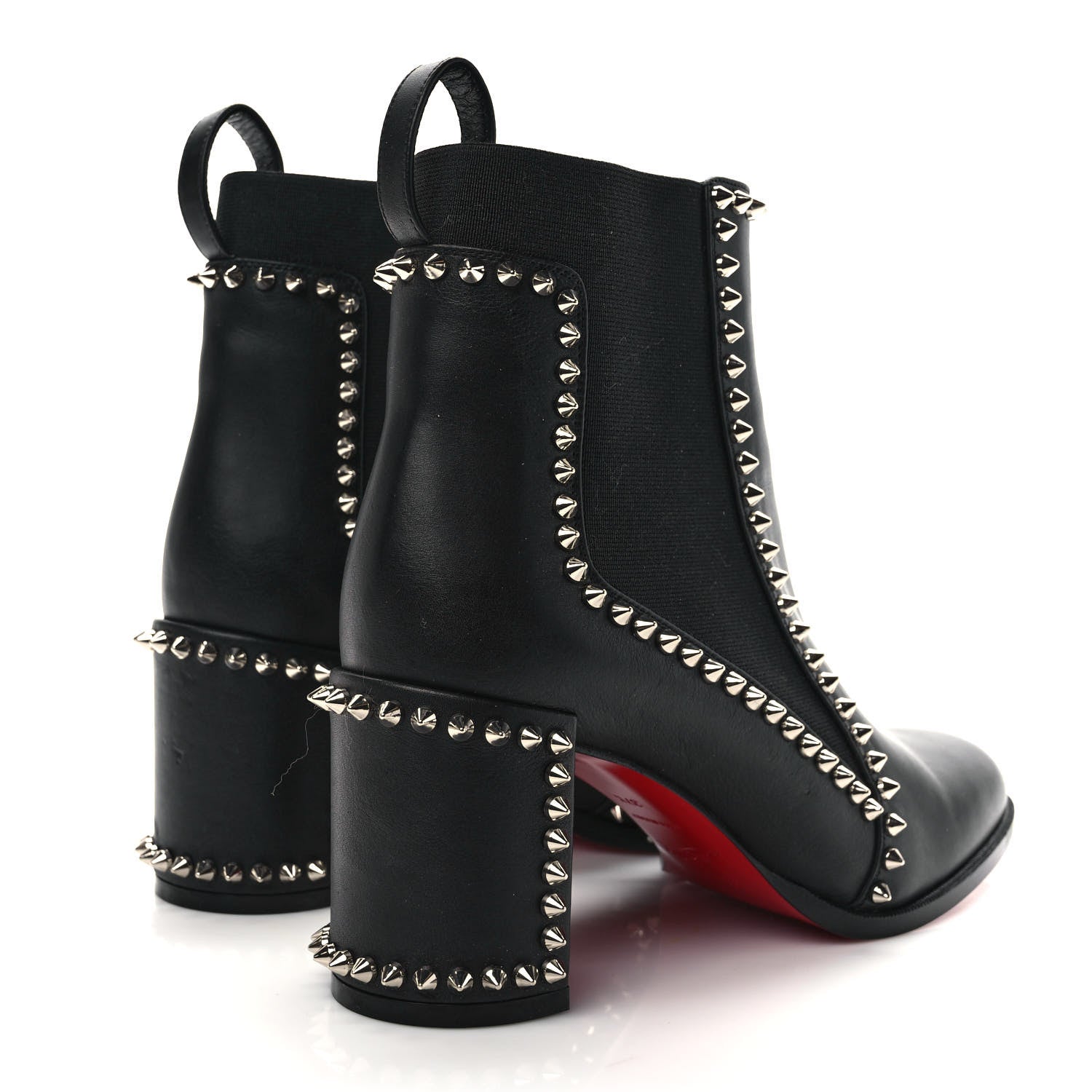 Christian Louboutin Calfskin Spikes Chelsea Outline Boots 37.5 Black 4 of 8