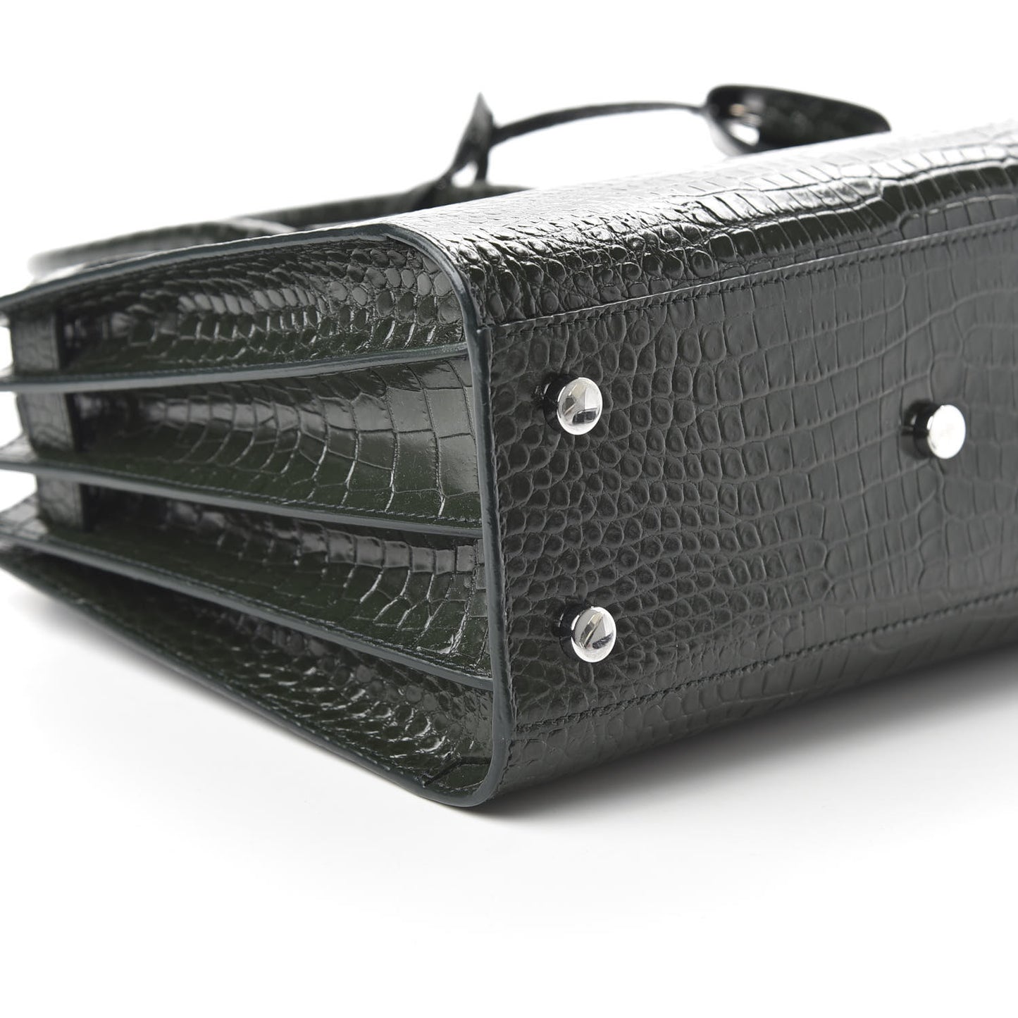 Calfskin Crocodile Embossed Baby Sac De Jour Dark Leaf