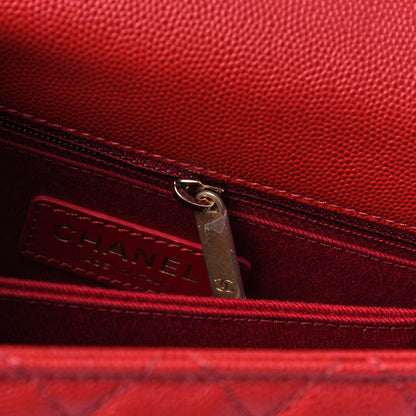 Chanel Caviar Lizard Embossed Quilted Mini Coco Handle Flap Red 8 of 19